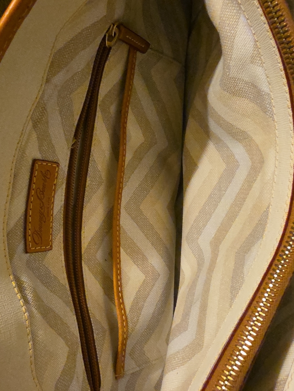 Dooney & Bourke Navy with Tan Leather Trim Tote - Picture 4 of 4